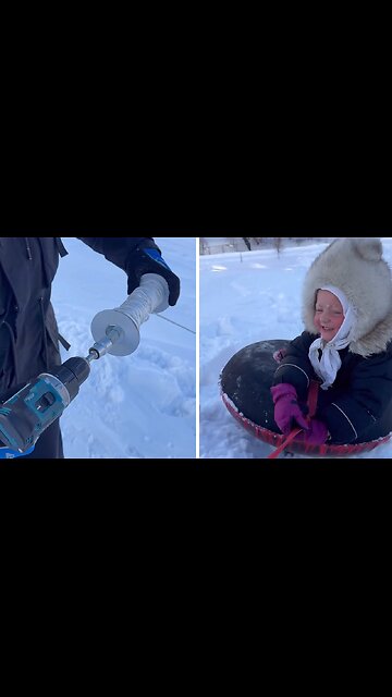 Dad shows awesome winter hack for snow-sliding