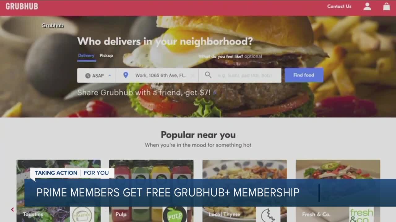 Amazon Prime subscribers can now get Grubhub+ membership free for a year