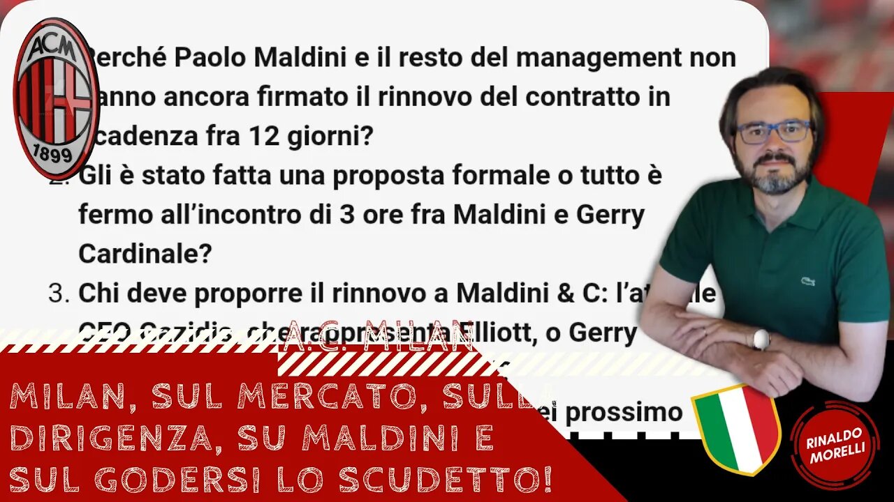 Milan, sul mercato, sulla Dirigenza, su Maldini e sul godersi lo scudetto! 19.06.2022