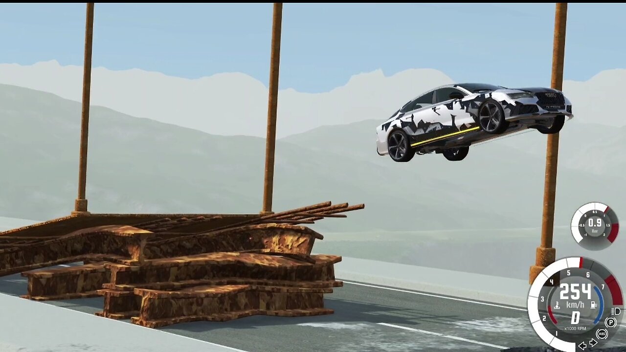 CAR crash 💥🚙 Car at high speed jumps over a broken bridge #8 🌉 BeamNG Drive Game