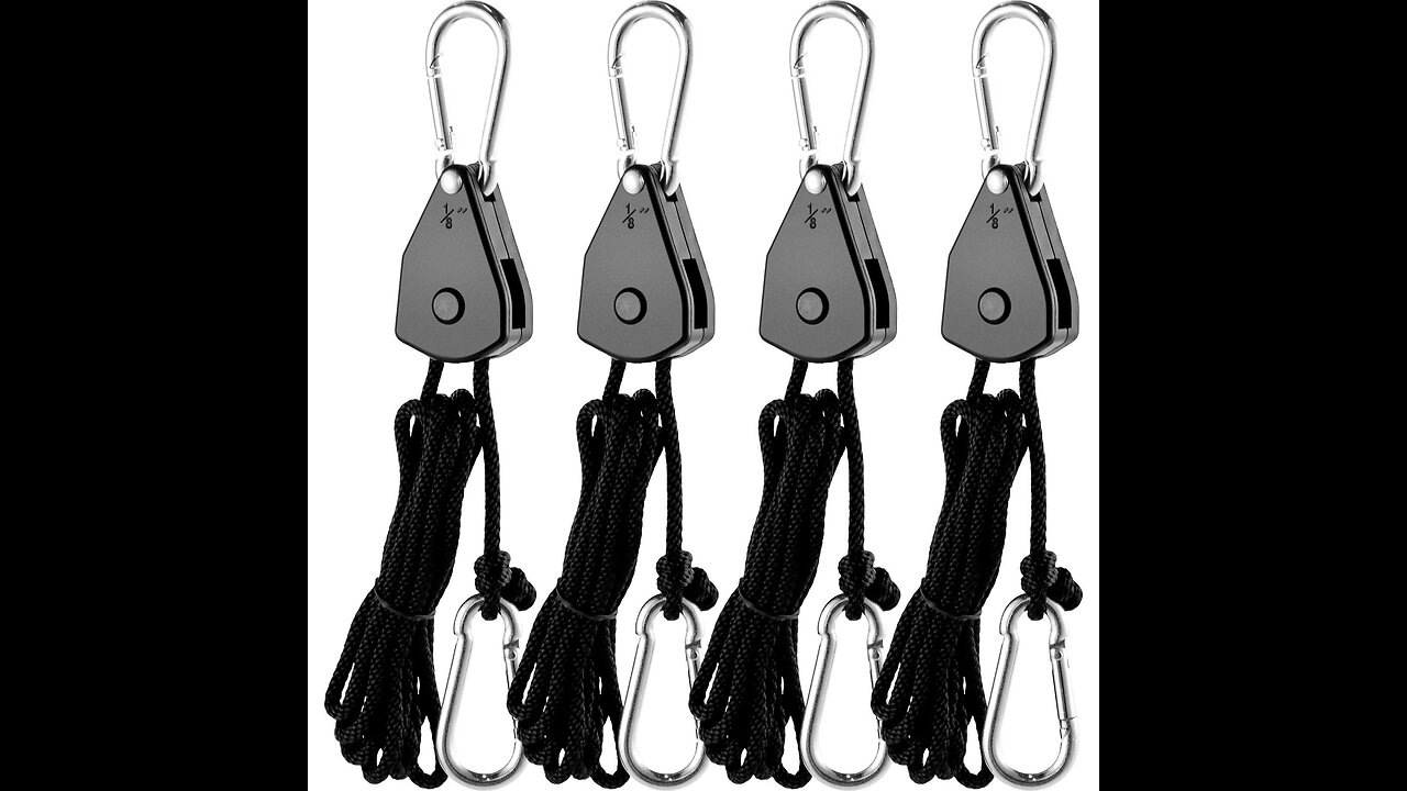 BOSYTRO 1 Pair of 18 inch Heavy Duty Adjustable（2Pcs）,Grow Light Ratchet Rope Hanger for Gro...