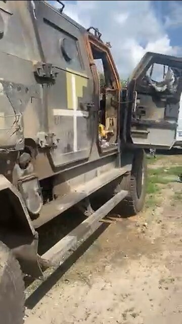 Demilitarized Kozak-2 apc of the Armed Forces of Ukraine in the Zaporozhye direction.