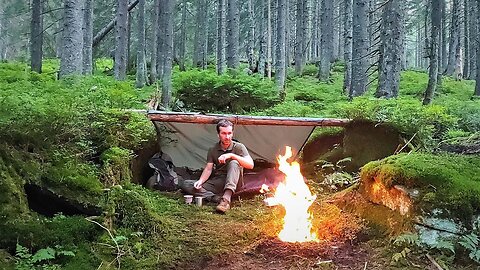 Camping in Carpathians, Bushcraft, Catch and Cook Trout, Overnight in Old-Growth Forest