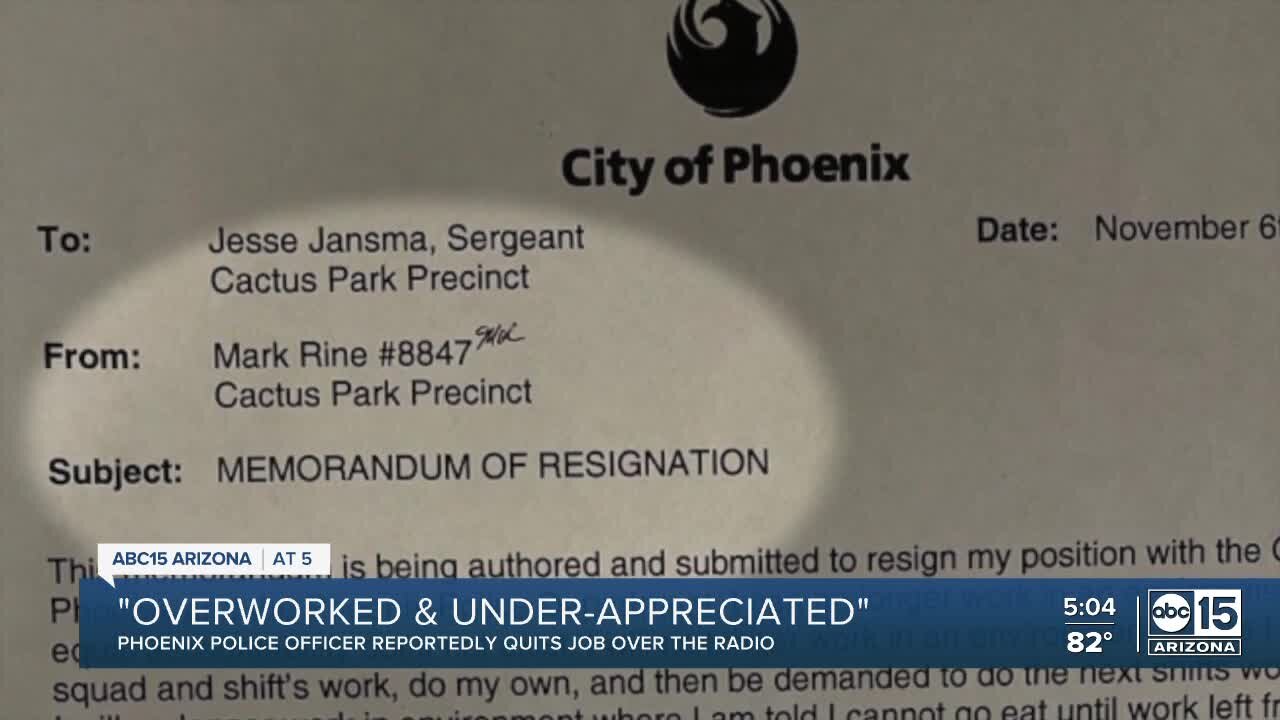 Phoenix police officer resigns from job over the radio