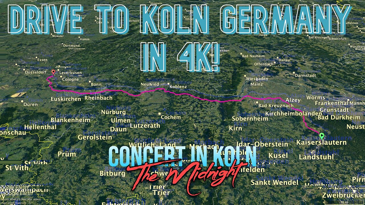 Drive to Koln Germany in 4K! Concert in Koln to See The Midnight!