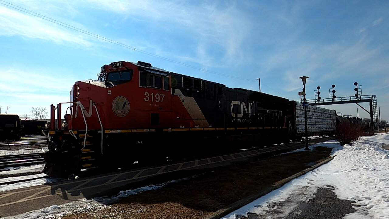 CN 3197 & DPU KCS 4796 Engines Manifest Train In Ontario Feb 21 2022