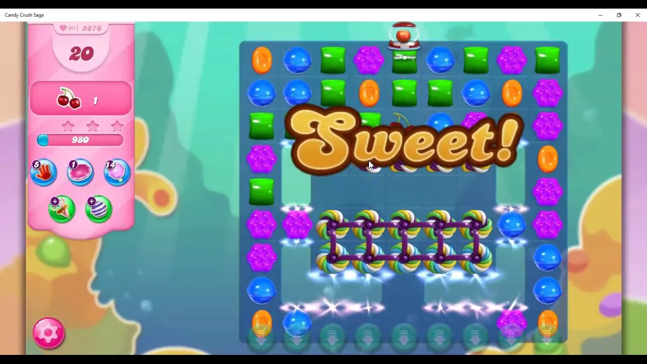 Candy Crush Level 5676 Talkthrough, 22 Moves 0 Boosters