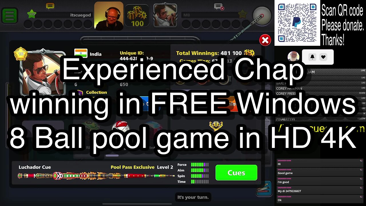 Experienced Chap winning in FREE Windows 8 Ball pool game in HD 4K 🎱🎱🎱 8 Ball Pool 🎱🎱🎱