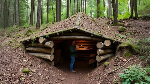 A Man Dug a Hole in the Forest and Turned it into a Cozy Dugout | Start to Finish by @KopauKakXo4u.