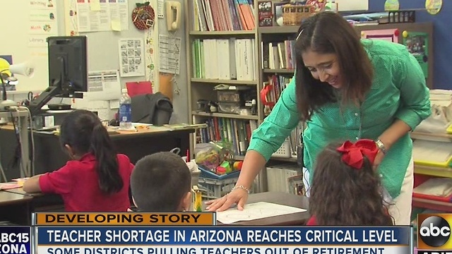 Arizona teacher shortage at critical level