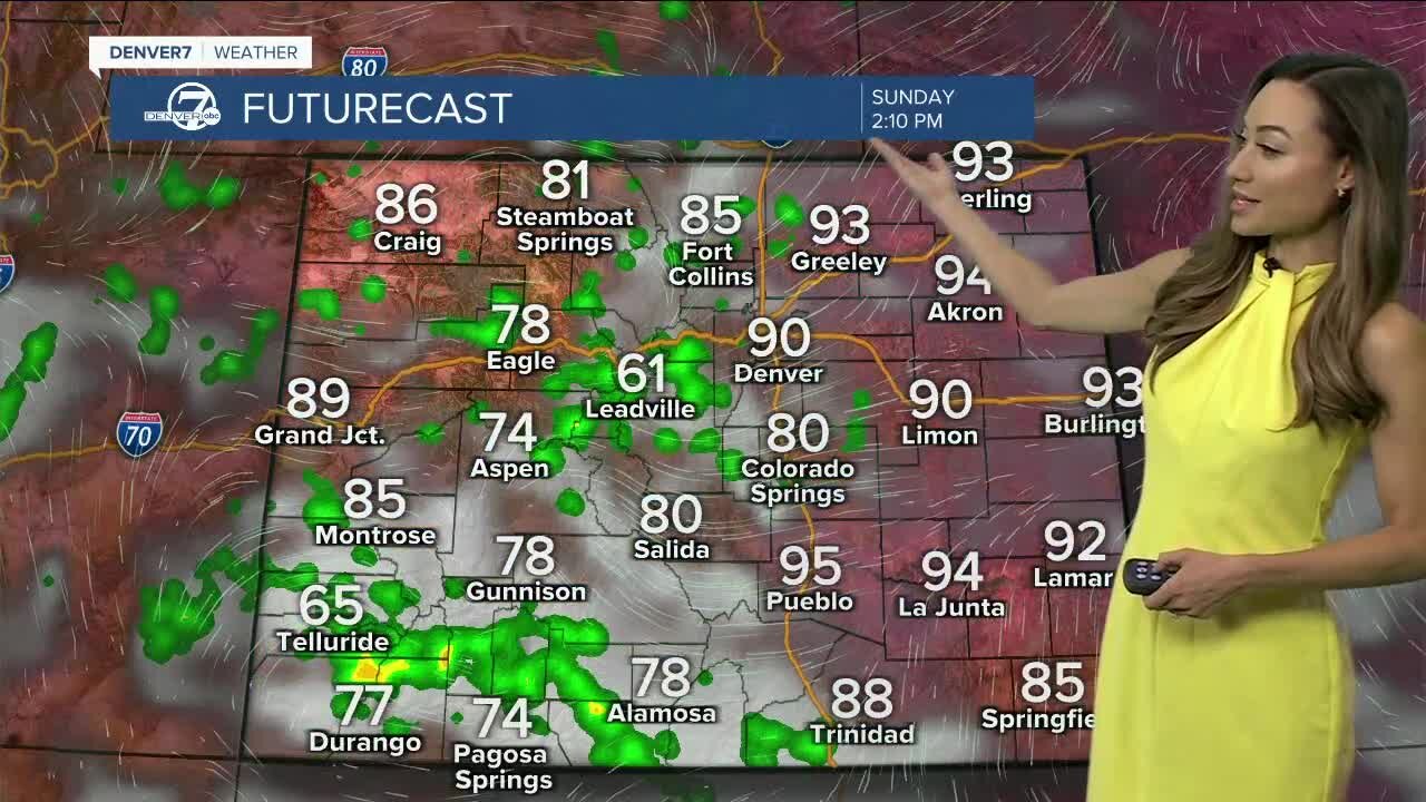 Warm, with scattered storms Sunday