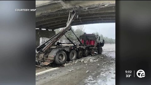 I-94 EB at Liberty shut down indefinitely after semi-truck crashes into overpass