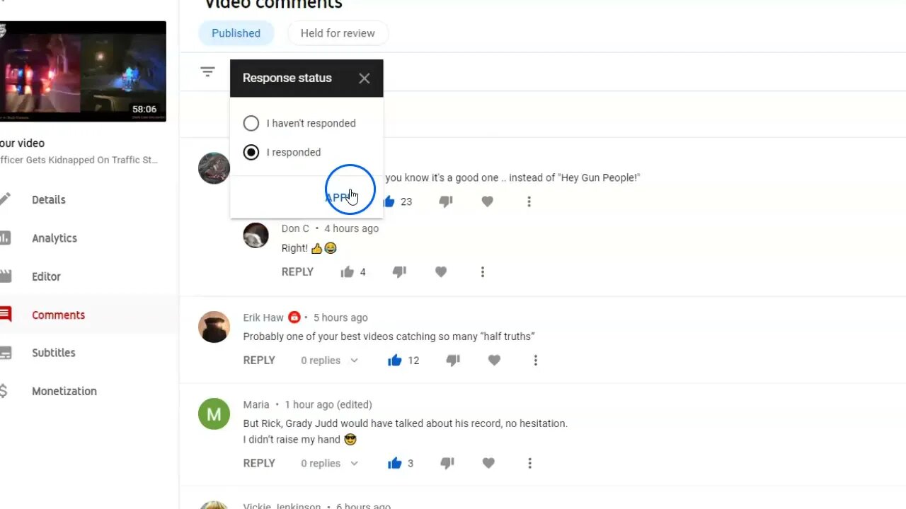 Answering Some Good Questions & Review Of Comments On Kidnapped Police Officer