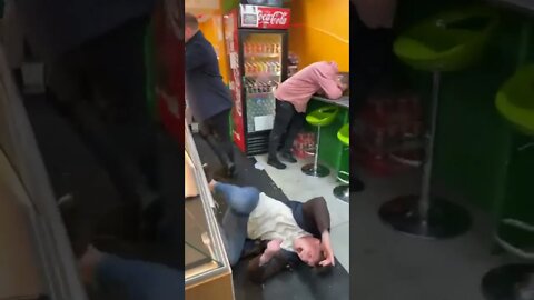 Lad Gets Floored By A Solid Shoulder In A Takeaway