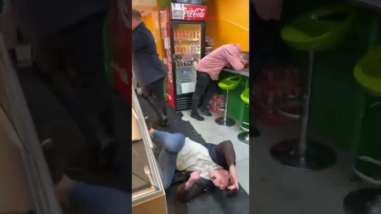 Lad Gets Floored By A Solid Shoulder In A Takeaway