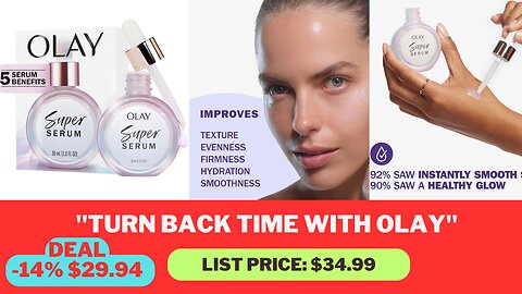 Olay Super Serum 1.0 oz with Niacinamide, Vitamin C, Collagen Peptide, AHA, and Vitamin E