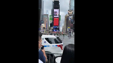 Times Square in New York City evacuated due to a suspicious package. Bomb Squad on the scene