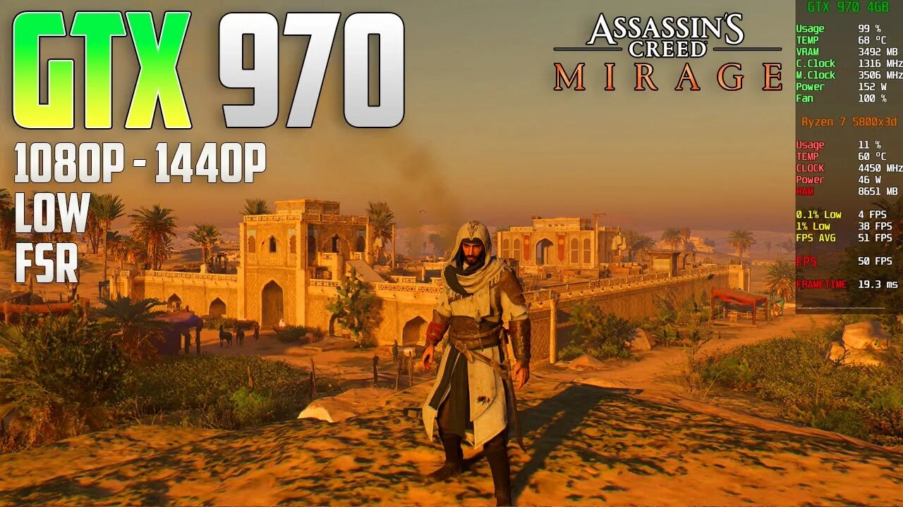 Assassins Creed Mirage on the GTX 970 | 1440p - 1080p | Low & FSR