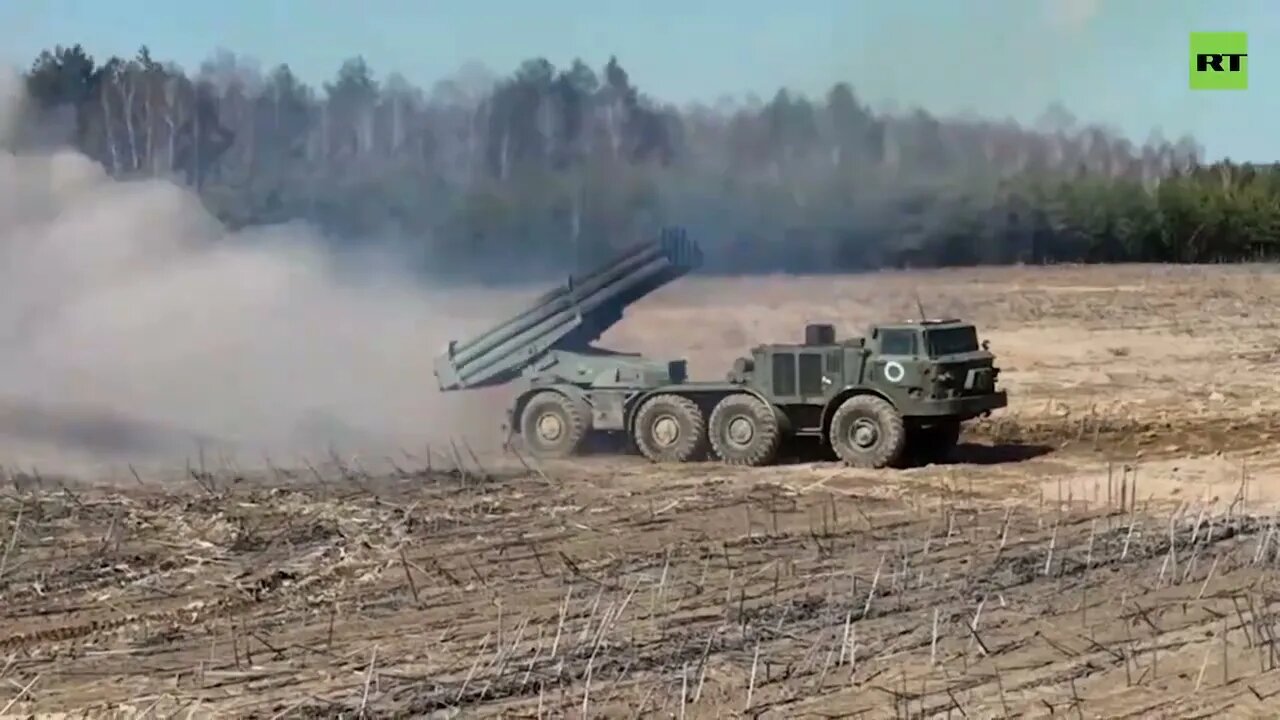 Russian BM-27 Uragan "Hurricane" MLRS Hammering Ukrainian Nationalists Artillery Firing Positions