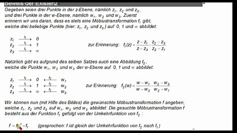 Möbiustransformation ►Beweis: Zu 3/3 Punkten existiert genau eine MT