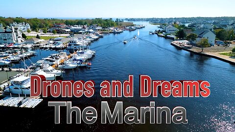 4K drone Video over the Local Marina and River, Cinematic View with Easy Music. 4K