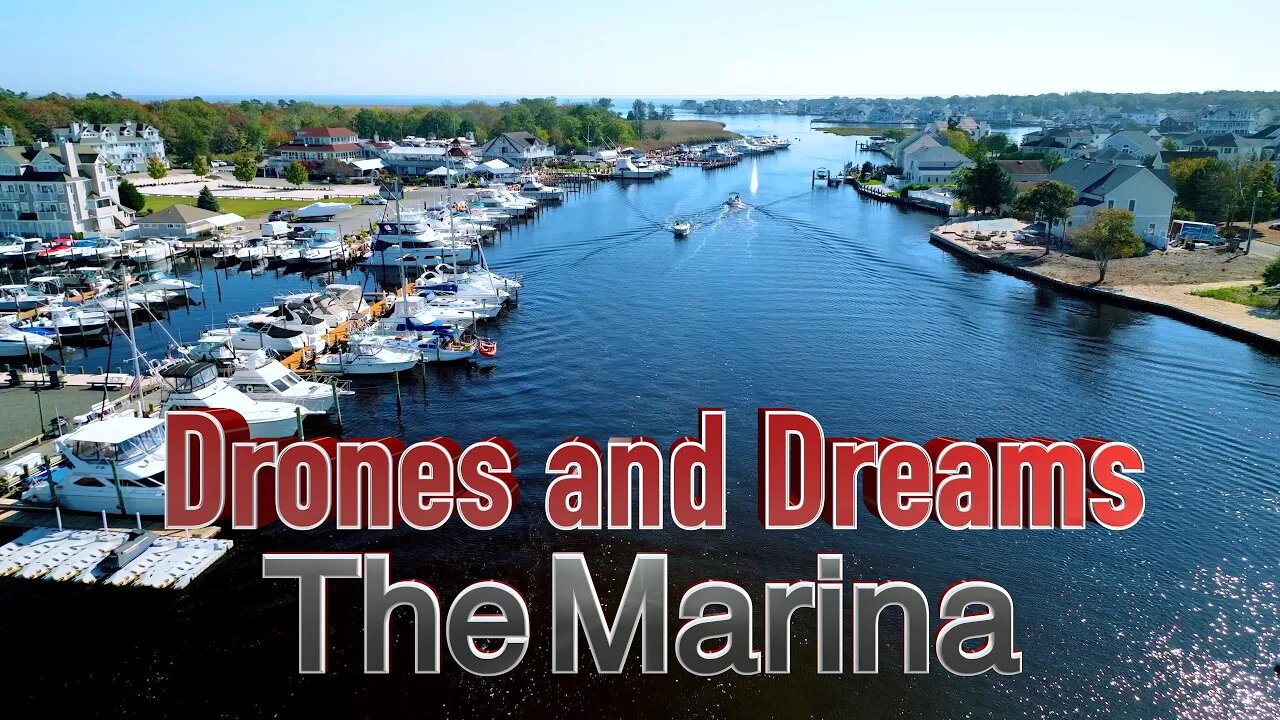 4K drone Video over the Local Marina and River, Cinematic View with Easy Music. 4K