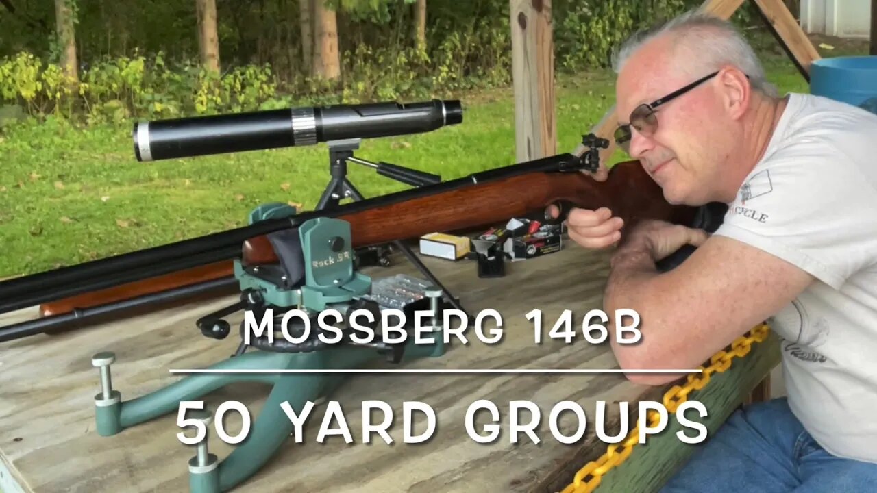 Mossberg 146B T bolt handle first year edition 50 yard groups with peep sights Norma Tac-22