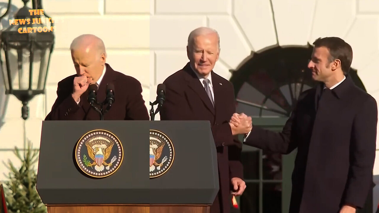 Awkward: Biden shakes Macron's hand for 40 seconds after coughing into both hands.