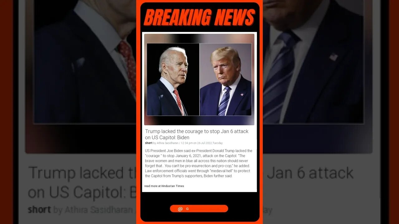 Breaking News: Trump lacked the courage to stop Jan 6 attack on US Capitol: Biden #shorts #news