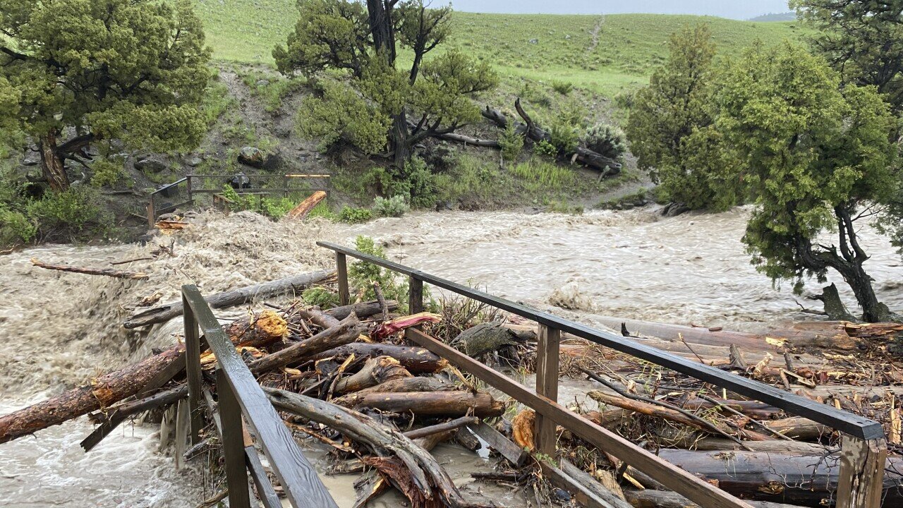 Yellowstone flooding takes out bridge, washes out roads