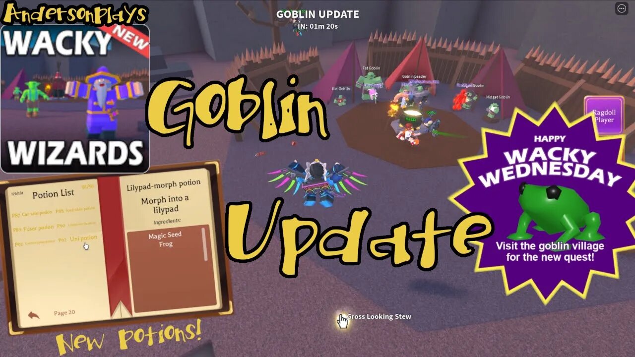 AndersonPlays Roblox Wacky Wizards 🐸 GOBLIN VILLAGE UPDATE 🐸 Frog Ingredient | New Potions