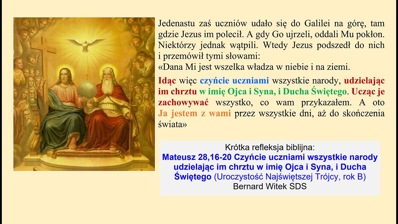 Mateusz 28,16-20 Czyńcie uczniami wszystkie narody udzielając im chrztu