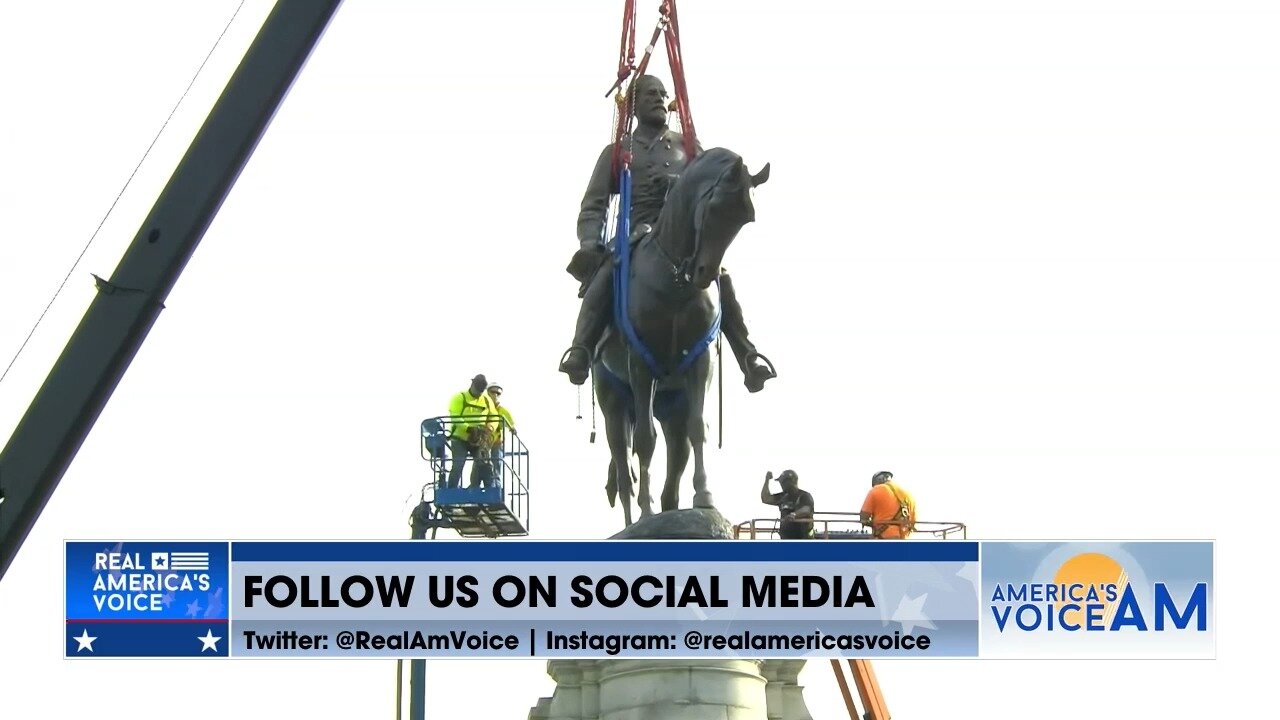 BREAKING: Footage of 21 ft statue of Robert E Lee taken down in Richmond, VA.