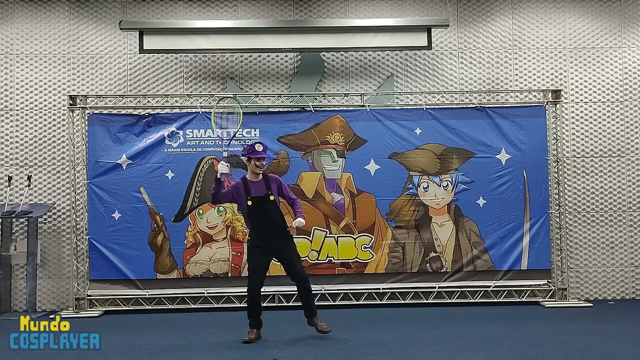 Apresentação Cosplay de Waluigi do jogo Mario Tennis no Sábado de Up!ABC (2022)