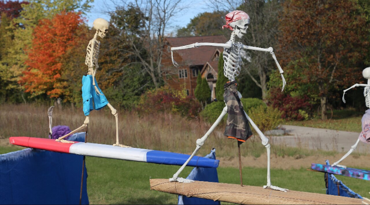 Surf's up at newest Holy Hill Skeleton display