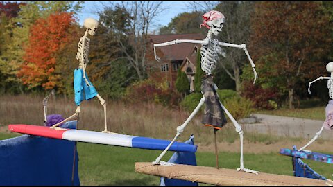 Surf's up at newest Holy Hill Skeleton display