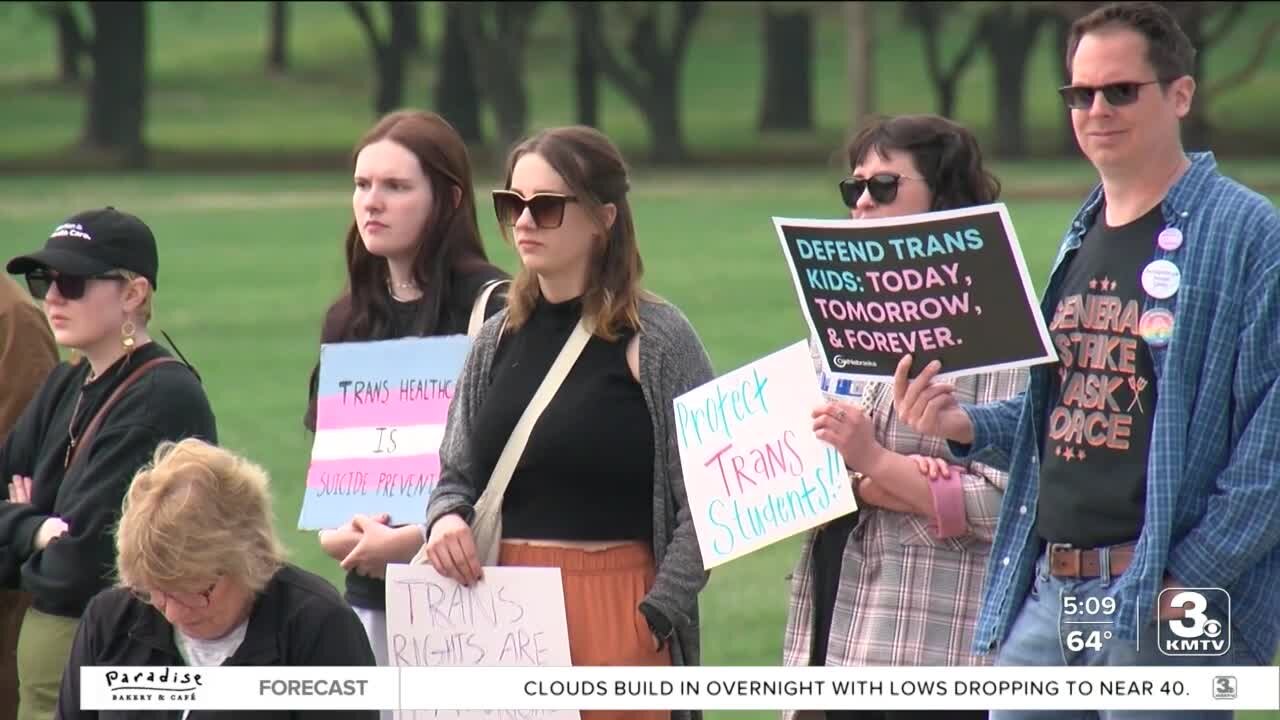 Supporters of transgender rights protest 'anti-trans' bills in Nebraska