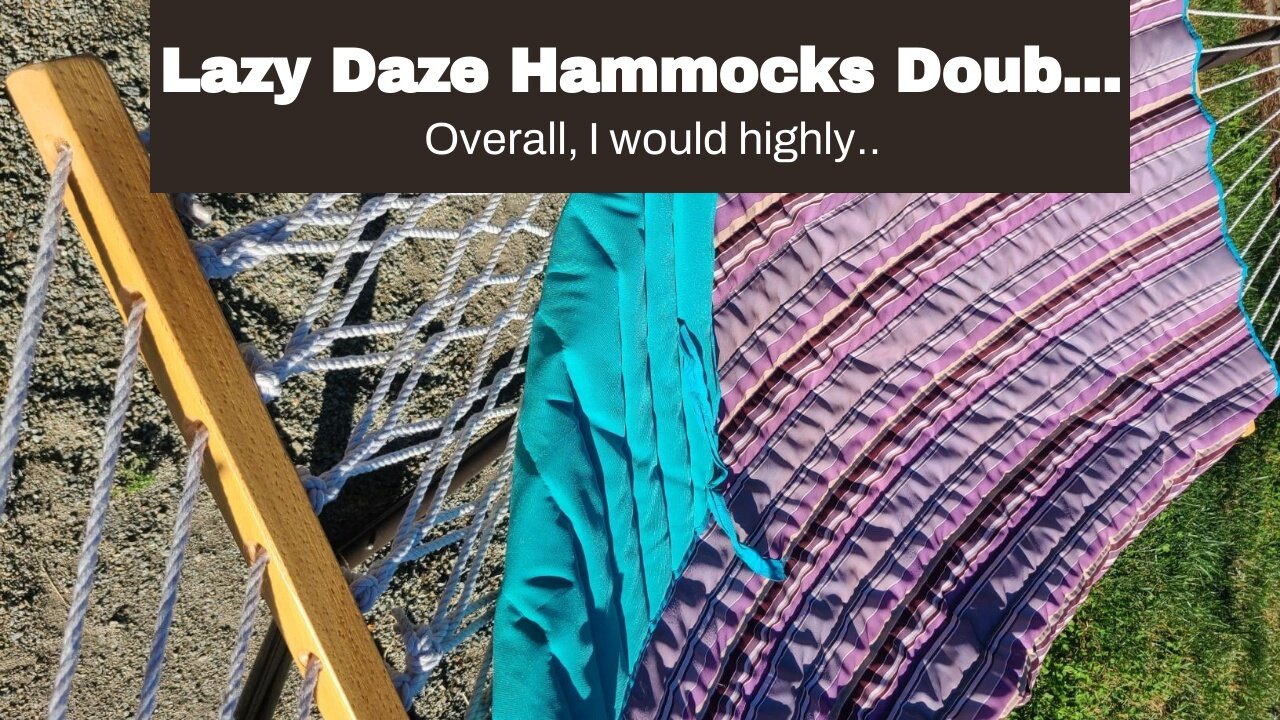 Lazy Daze Hammocks Double Outdoor Hammock with 12 ft Steel Stand, 2 Person Cotton Rope Hammock...