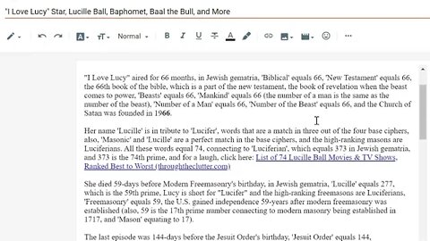 "I LOVE LUCY" Star, Lucille Ball, Baphomet, Baal the Bull, and More #gematria #truth #numerology