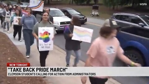 Students at Clemson protesting as menstrual products were removed from the men's restrooms.