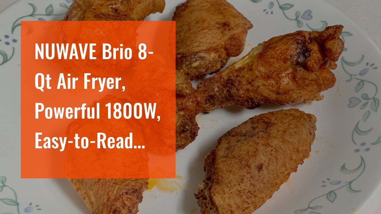 NUWAVE Brio 8-Qt Air Fryer, Powerful 1800W, Easy-to-Read Cool White Display, 50°-400°F Temp Con...