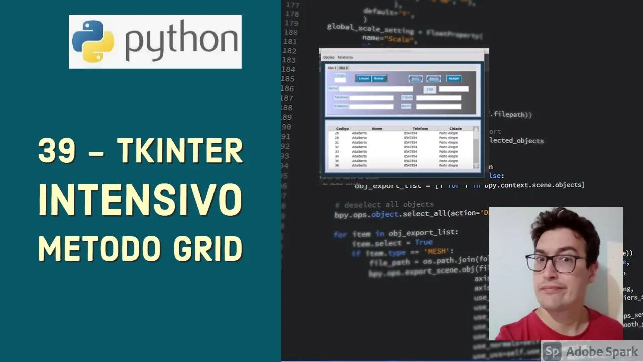 Aula 39 - Intensivo python e tkinter - metodo grid