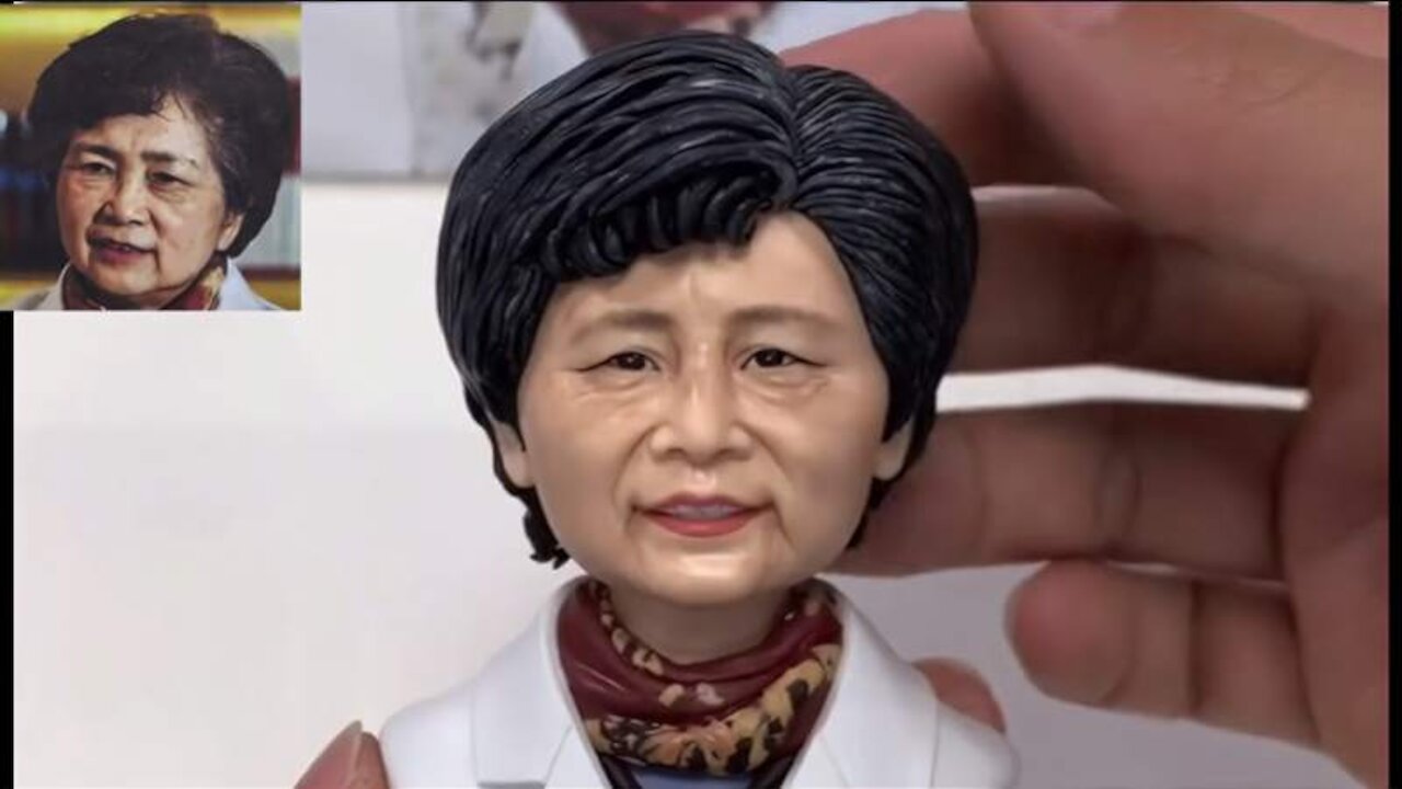 Clay sculpture - Realistic old woman made from polymer clay