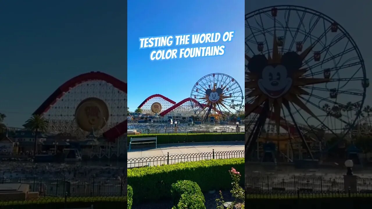 Testing the World of Color fountains #californiaadventure #worldofcolor #pixarpier #pixarpalaround