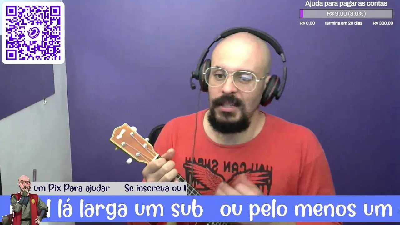 tocando ukelele e conversando