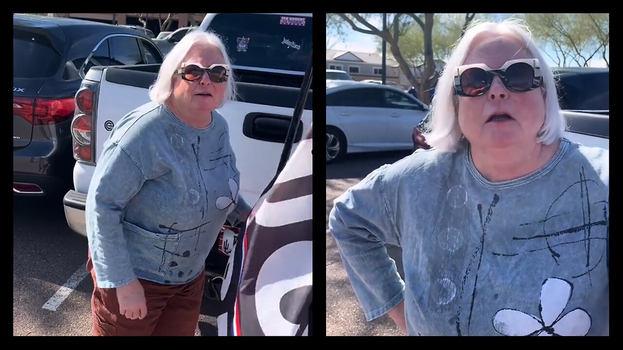 Man Records Woman Seemingly Trying To Take His Anti-Kamala Flag