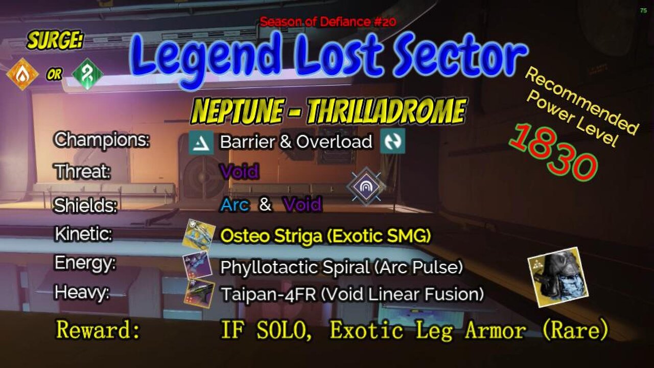 Destiny 2 Legend Lost Sector: Neptune - Thrilladrome on my Titan 4-13-23