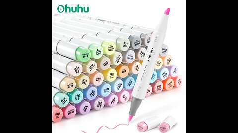 Ohuhu Honolulu 48 Pastel Colors Marker Pen Set Alcohol Art Markers