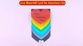 DIY Waterfall Love Rainbow Heart Card for Valentine's Day - Easy Holiday Crafts