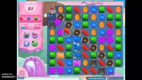 Candy Crush Level 712 Audio Talkthrough, 2 Stars 0 Boosters